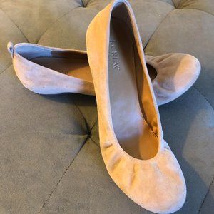 J Crew CeCe Suede Ballet Flats light pink/cream.
